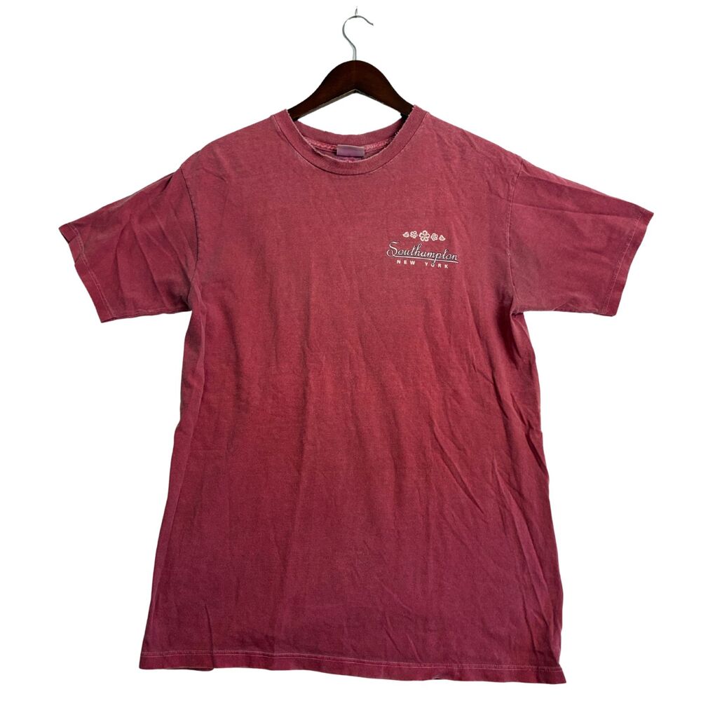 Southampton New York Breezin Up T Shirt Medium Red Garment Dyed USA Made Graphic